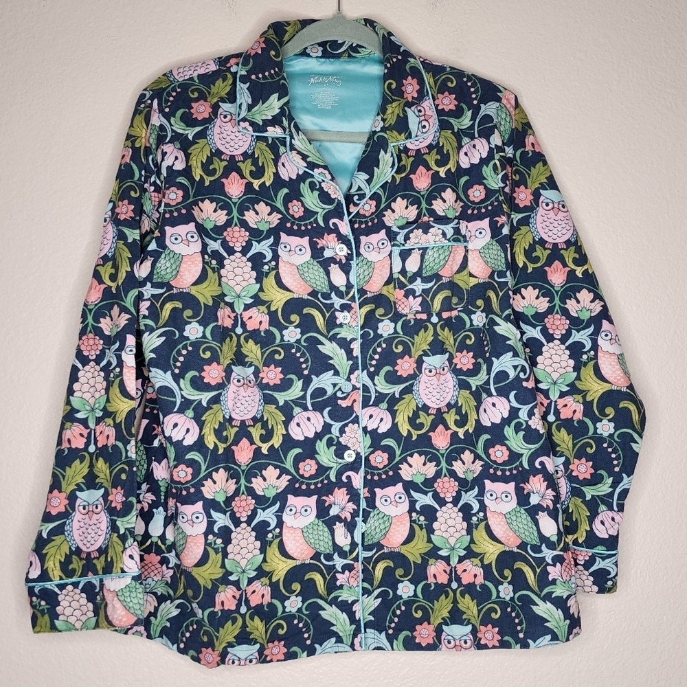 Nick & Nora Flannel Owl PJ Top M
